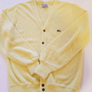 Yellow Lacoste oversized cardigan